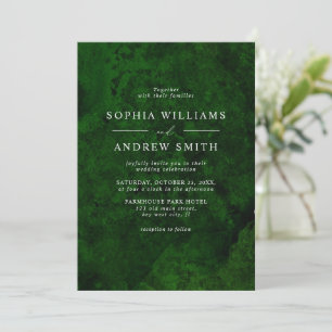 Emerald Green & Silver Calligraphy Invitation