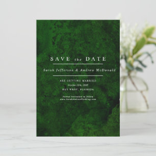 Emerald Green & Silver Calligraphy Save the Date Invitation