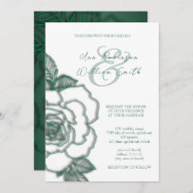 Emerald green Silver Elegant Wedding Invitation