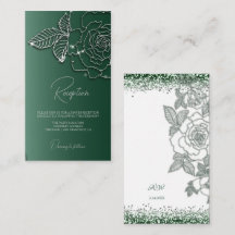 Emerald green Silver floral Elegant Wedding