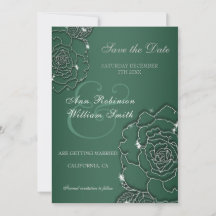 Emerald green Silver floral Elegant Wedding