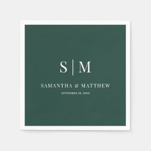 Emerald Green Simple Couple Initials Wedding Napkin