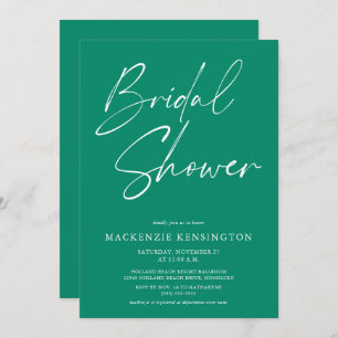 Emerald Green Simple Elegant Bridal Shower Invitation