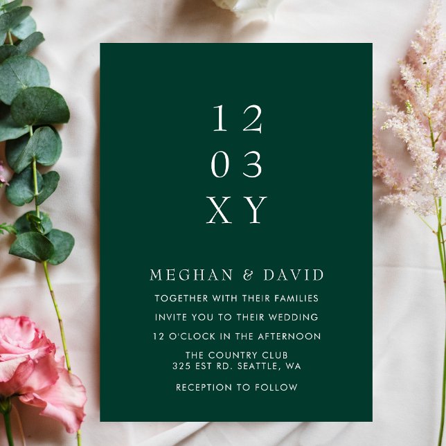 Emerald Green Simple Elegant Modern Wedding Invitation (Creator Uploaded)