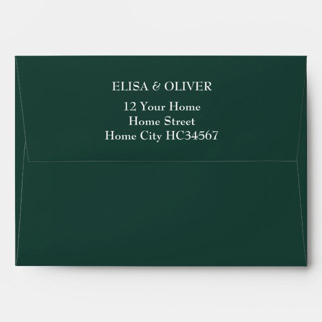 Emerald Green Simple Elegant  Return Address Envelope (Back (Top Flap))