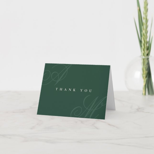 Emerald Green Simple Minimal Wedding Thank You (Front)