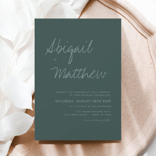 Emerald Green Simple Minimalist Modern Wedding Invitation