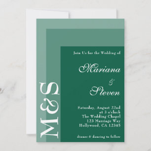 Emerald Green Simple Modern Chic Script Wedding In Invitation