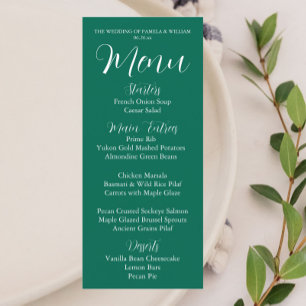 Emerald Green Simple Style Wedding Dinner Menu