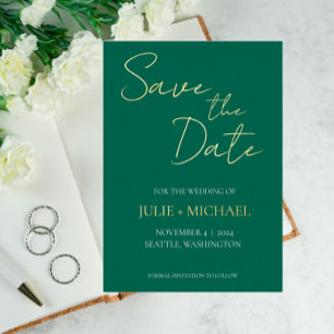 Emerald Green Simple Style Wedding Save the Date
