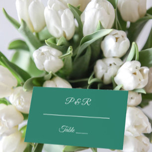 Emerald Green Simple Stylised Script Wedding Place Card