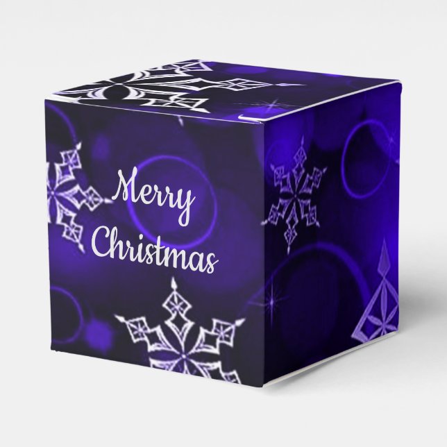 Emerald Green Snowflake Motif Cube Favour Box (Front Side)