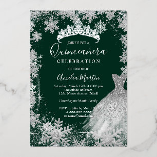 Emerald Green Snowflake Winter Quinceanera