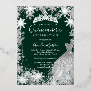 Emerald Green Snowflake Winter Quinceanera