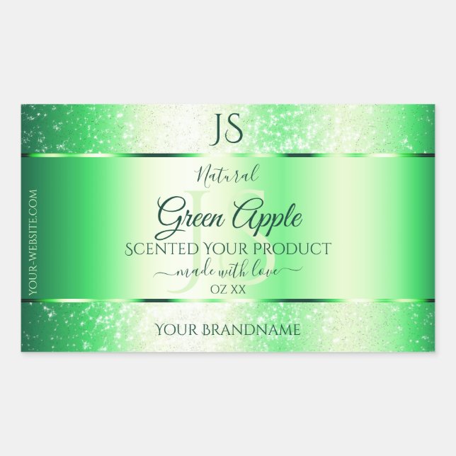 Emerald Green Soft Glitter Product Labels Monogram (Front)