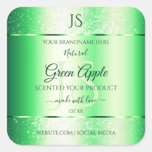 Emerald Green Soft Glitter Product Labels Monogram