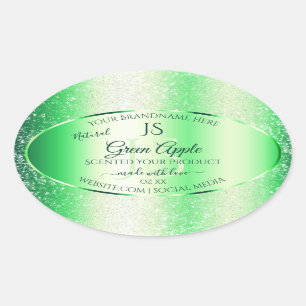 Emerald Green Soft Glitter Product Labels Monogram