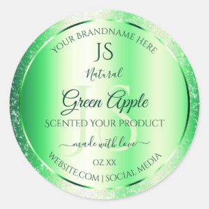 Emerald Green Soft Glitter Product Labels Monogram