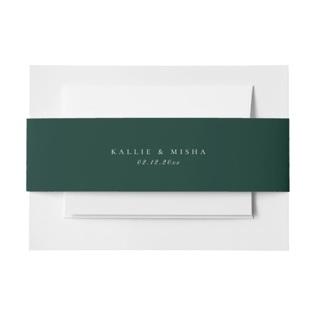 Emerald Green Solid Colour Wedding Botanical Branc Invitation Belly Band (Front Example)