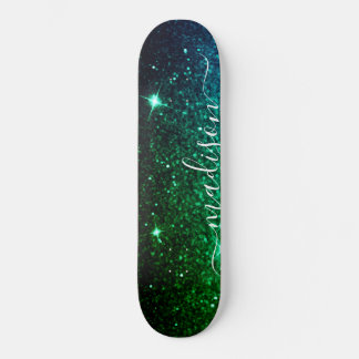 Emerald Green Sparkle Glitter Personalised Skateboard