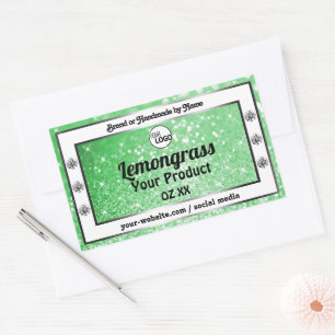 Emerald Green Sparkle Glitter Product Labels Logo
