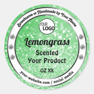 Emerald Green Sparkle Glitter Product Labels Logo