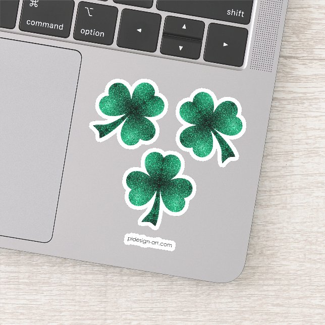 Emerald Green Sparkles Shamrock Clover St Pat Day (Detail)
