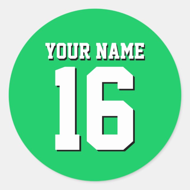 Emerald Green Sports Jersey Team Jersey Classic Round Sticker (Front)