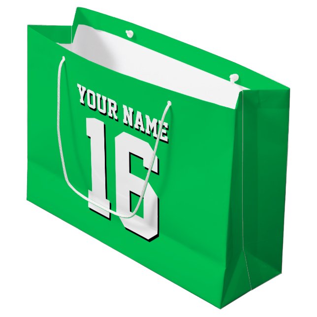 Emerald Green Sports Jersey Team Jersey Large Gift Bag (Front Angled)