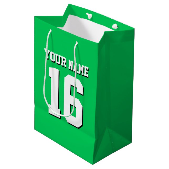Emerald Green Sports Jersey Team Jersey Medium Gift Bag (Front Angled)