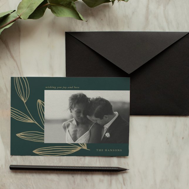 Emerald Green Sprout Photo Holiday Card (Creator Uploaded)