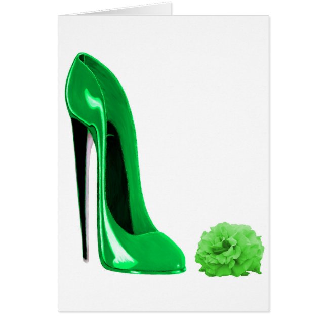 Emerald Green Stiletto Shoe and Rose (Front)