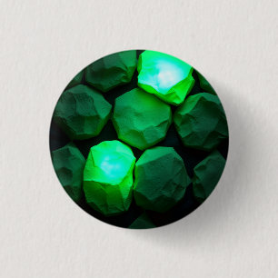 Emerald Green Stones 3 Cm Round Badge
