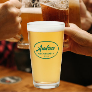 Emerald Green Stylised Wedding Groomsman Glass