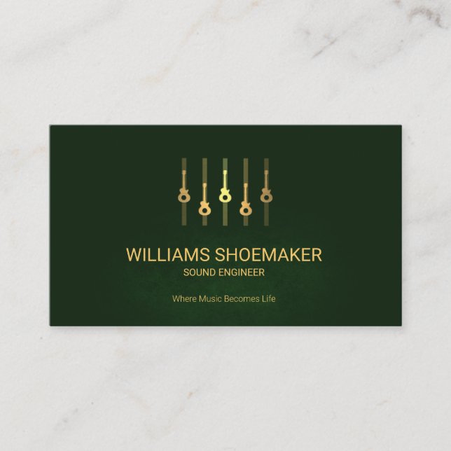 Emerald Green Stylish Gold Equalizer Panel Business Card (Front)