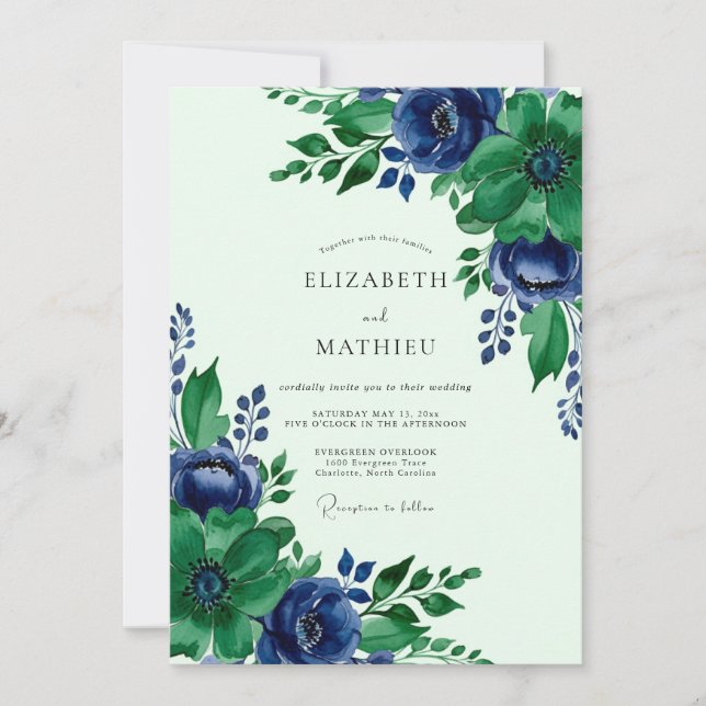 Emerald Green Sublime Botanical Wedding Invitation (Front)