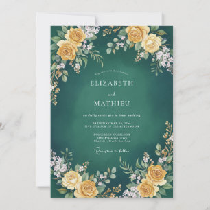 Emerald Green Sumptuous Botanical Wedding Invitation