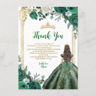 Emerald Green Sweet 16th Crown Thank you Card