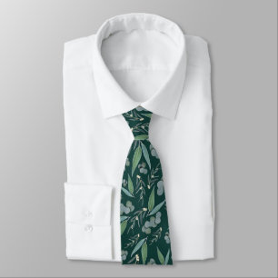 Emerald Green Teal Eucalyptus Greenery Pattern Tie