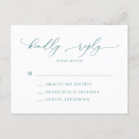 Emerald Green Teal Minimalist Modern Wedding RSVP