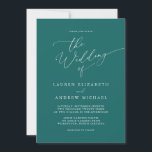 Emerald Green Teal Minimalist Wedding Invitation<br><div class="desc">Beautiful Emerald Green minimalist wedding invitation. Fully customisable with names,  dates,  location and colours to match your wedding theme.</div>