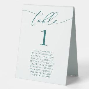 Emerald Green Teal Minimalist Wedding Table Number