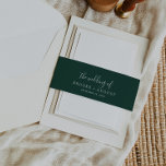 Emerald Green The Wedding Of Invitation Belly Band<br><div class="desc">This emerald green the wedding of invitation belly band is perfect for a boho wedding. The modern romantic design features classic white typography on a dark green background. Personalise these paper belly bands with the names of the bride and groom,  and the wedding date.</div>