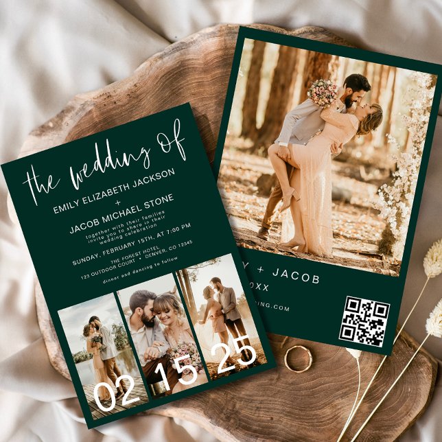 Emerald Green The Wedding of Minimalist QR code Invitation (Creator Uploaded)