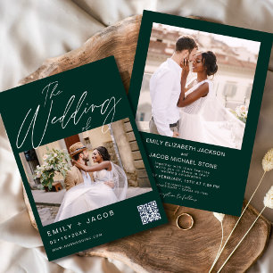 Emerald Green The Wedding of Two Photo QR code Invitation