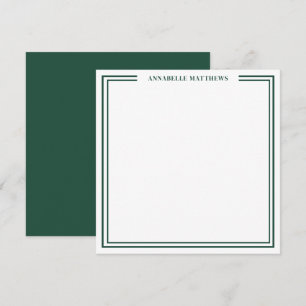 Emerald Green Two Border Name Monogram Square Card