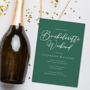 Emerald Green Typography Bachelorette Weekend Invitation