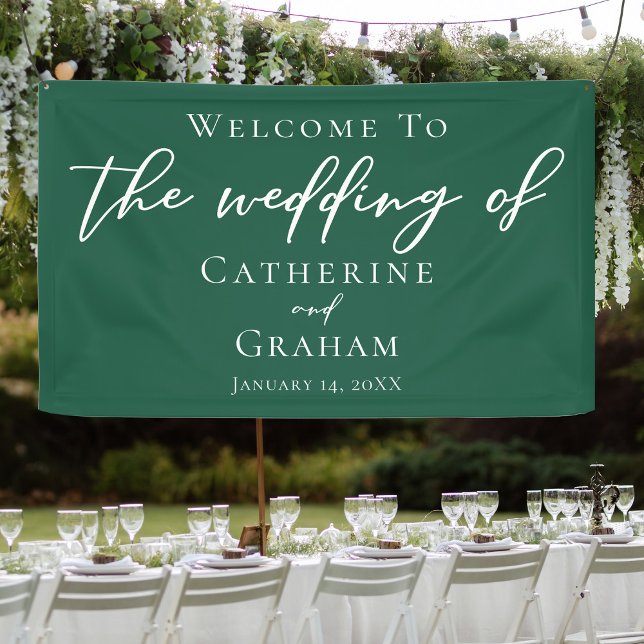Emerald Green Typography Forest Wedding Banner (Creator Uploaded)