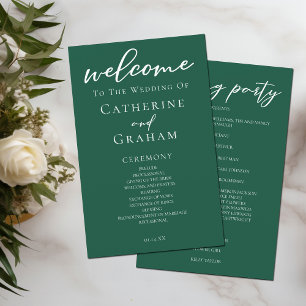 Emerald Green Typography Forest Wedding Program
