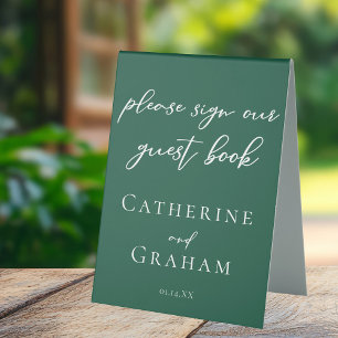Emerald Green Typography Wedding Guest Book